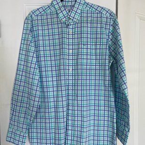 Southern Tide Shirt Mens Medium Button Down Plaid Long Sleeve Blue Classic Fit